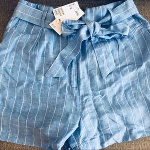 High Waist H&M Linen Striped Shorts NWT